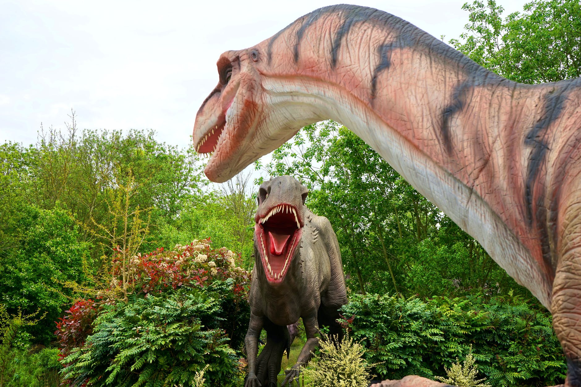two dinosaur statues