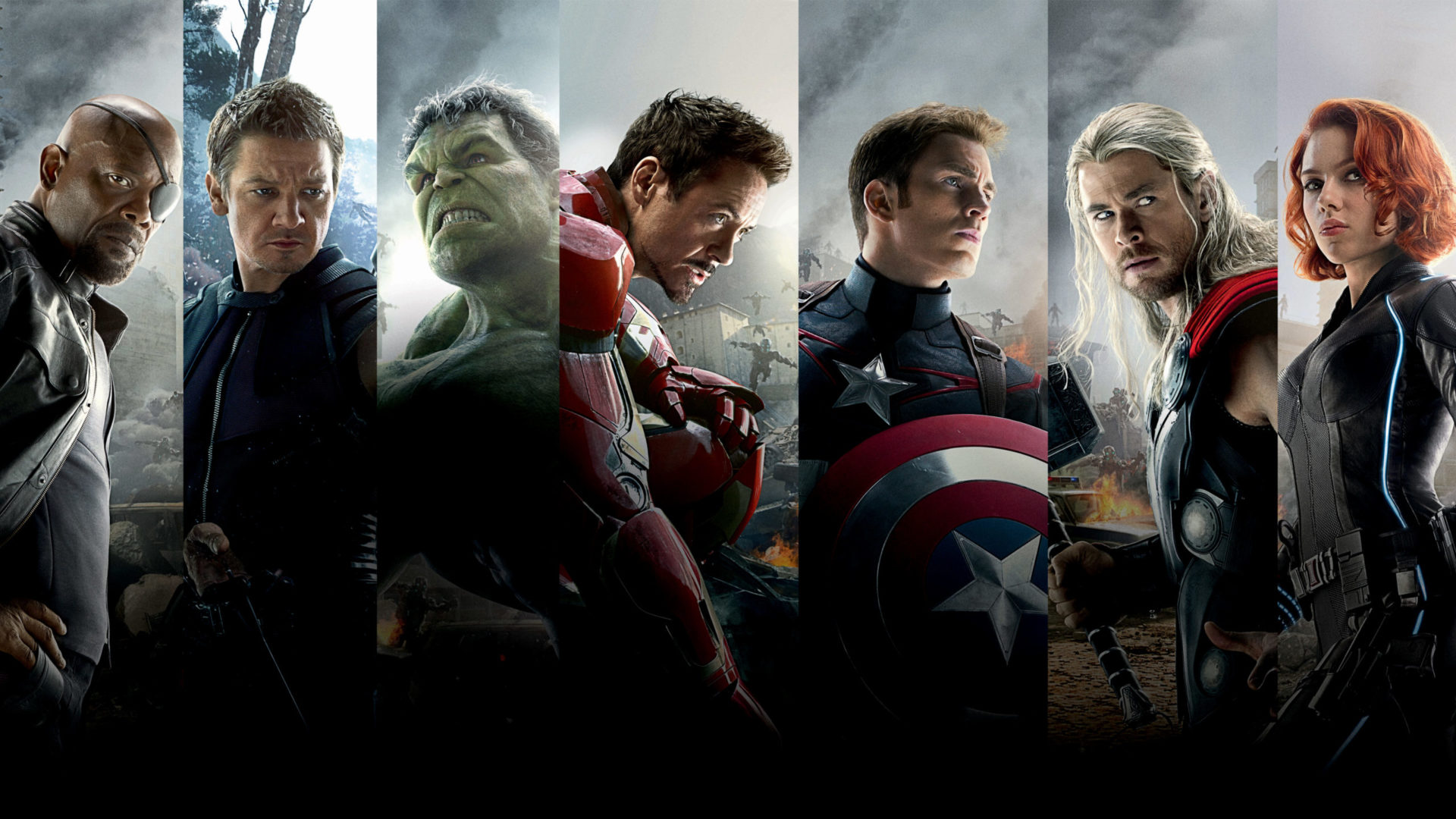 Portraits of each of the main characters from Avengers: Age of Ultron