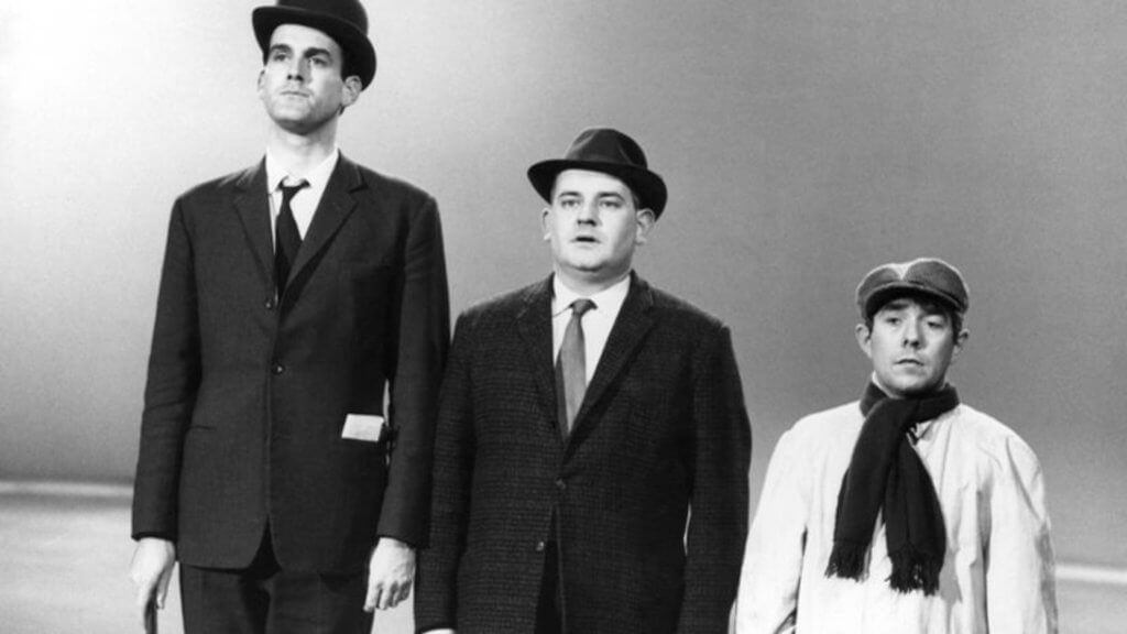 John Cleese, Ronnie Barker and Ronnie Corbett in 1966’s Class Sketch on ‘The Frost Report’ (Credit: Rex / BBC)